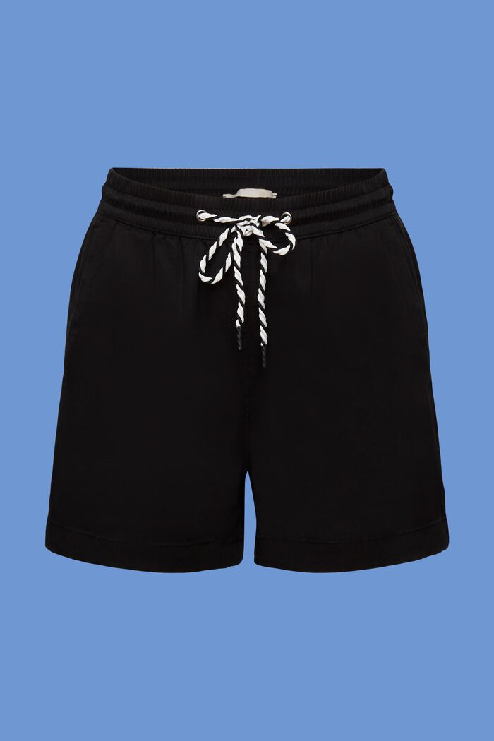 Pantaloncini con elastico e coulisse in vita, BLACK, detail image number 7