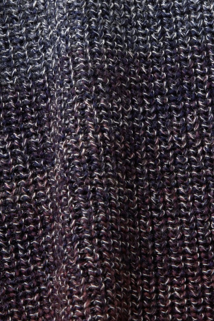 Pullover a lupetto con effetto sfumato, in maglia aperta, AUBERGINE, detail image number 6