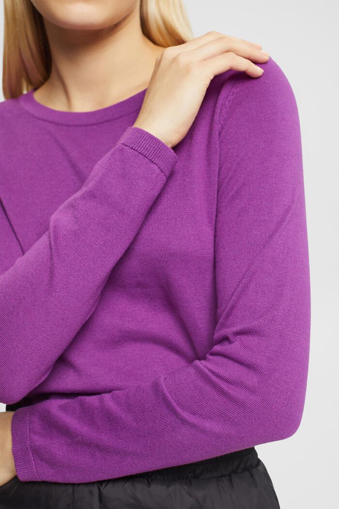 Pullover basic con girocollo, VIOLET, detail image number 0