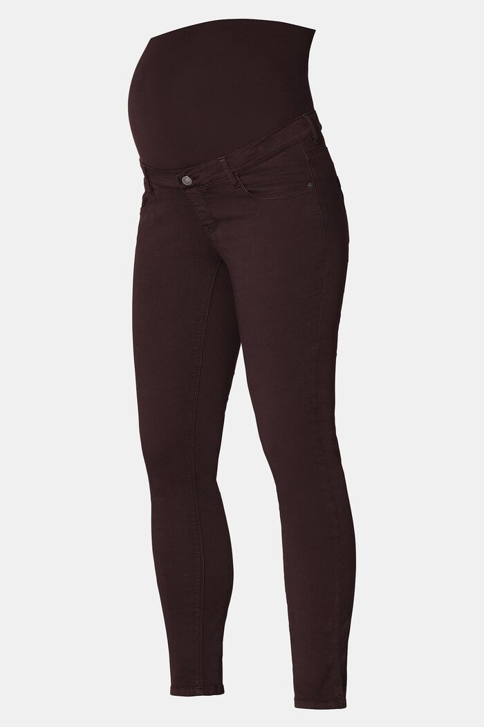 Pantaloni stretch con fascia premaman, COFFEE, detail image number 0