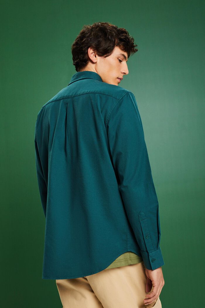 Camicia in twill regular fit, EMERALD GREEN, detail image number 2