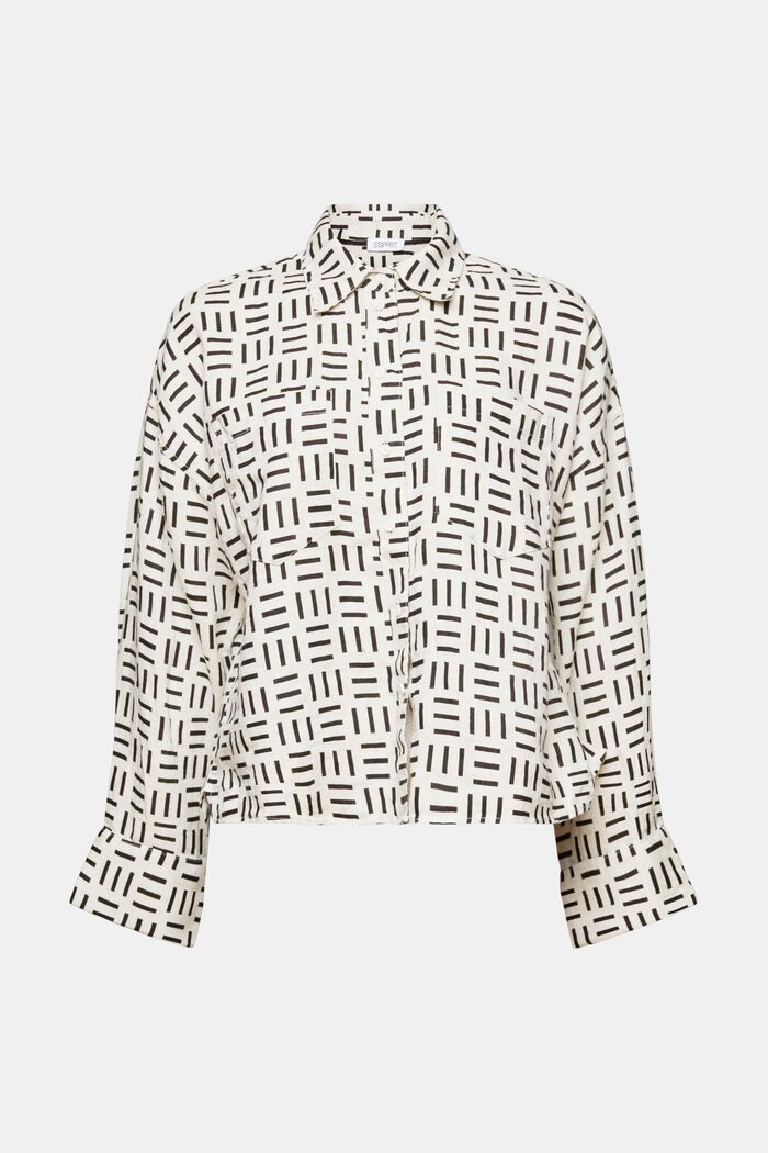 Camicia con bottoni in lino stampato, WHITE, detail image number 5