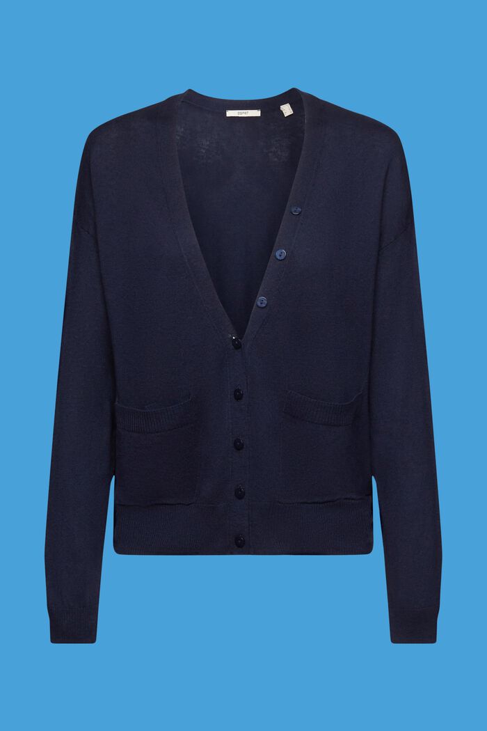 Cardigan lungo e leggero con lino, NAVY, detail image number 5