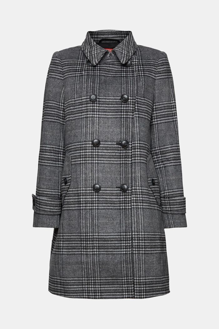 In materiale riciclato: cappotto a quadri in misto lana con cashmere, BLACK, detail image number 9