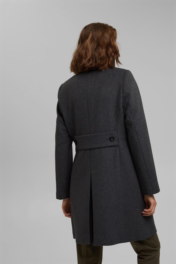 In misto lana: cappotto con collo alla coreana, ANTHRACITE, detail image number 3