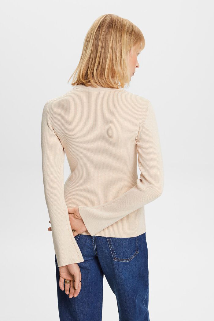 Pullover a lupetto in maglia a coste, DUSTY NUDE, detail image number 4