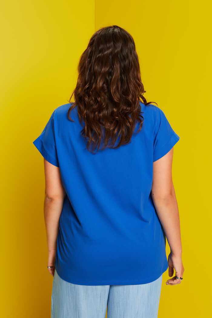 CURVY T-shirt con stampa sul davanti, 100% cotone, BRIGHT BLUE, detail image number 3