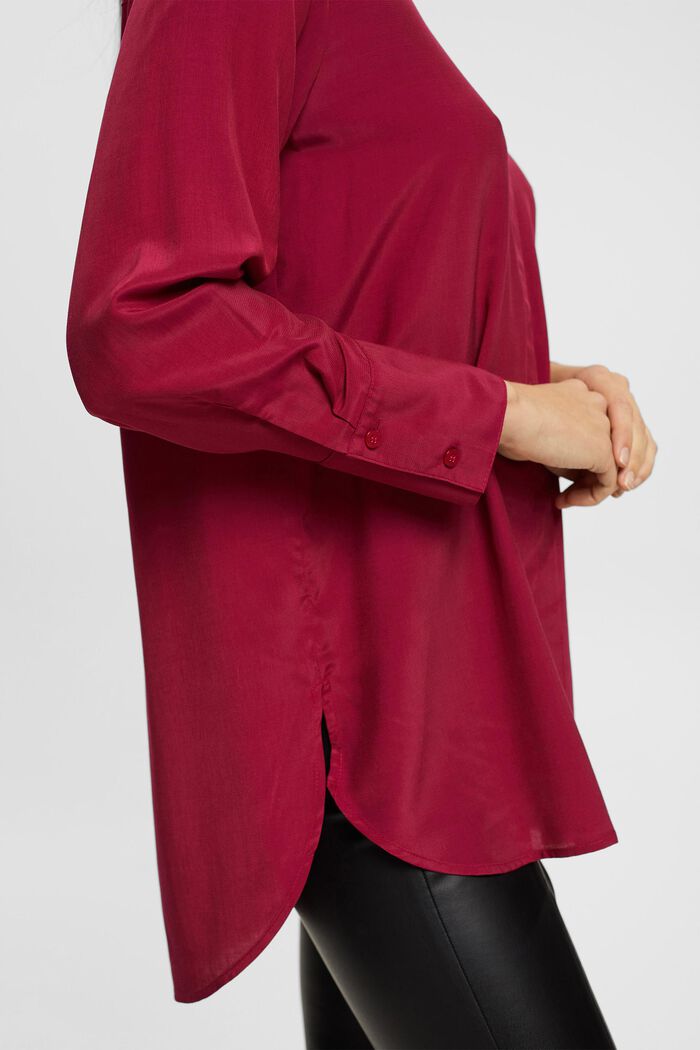 Blusa con colletto alla coreana, CHERRY RED, detail image number 4