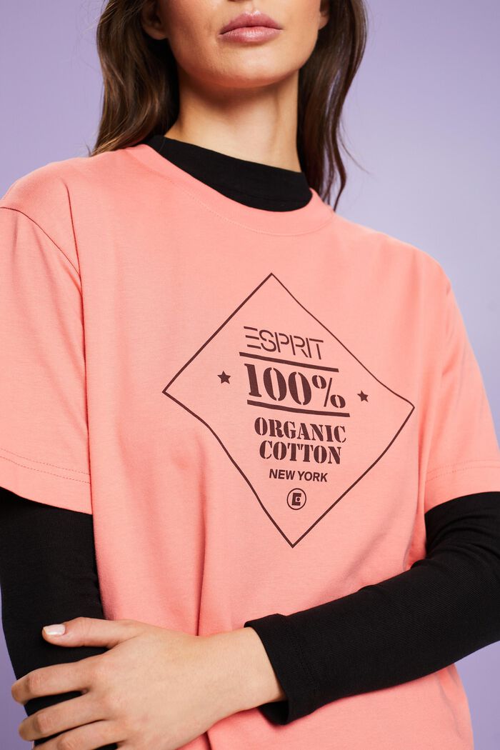 T-shirt in cotone biologico con stampa, PINK, detail image number 3