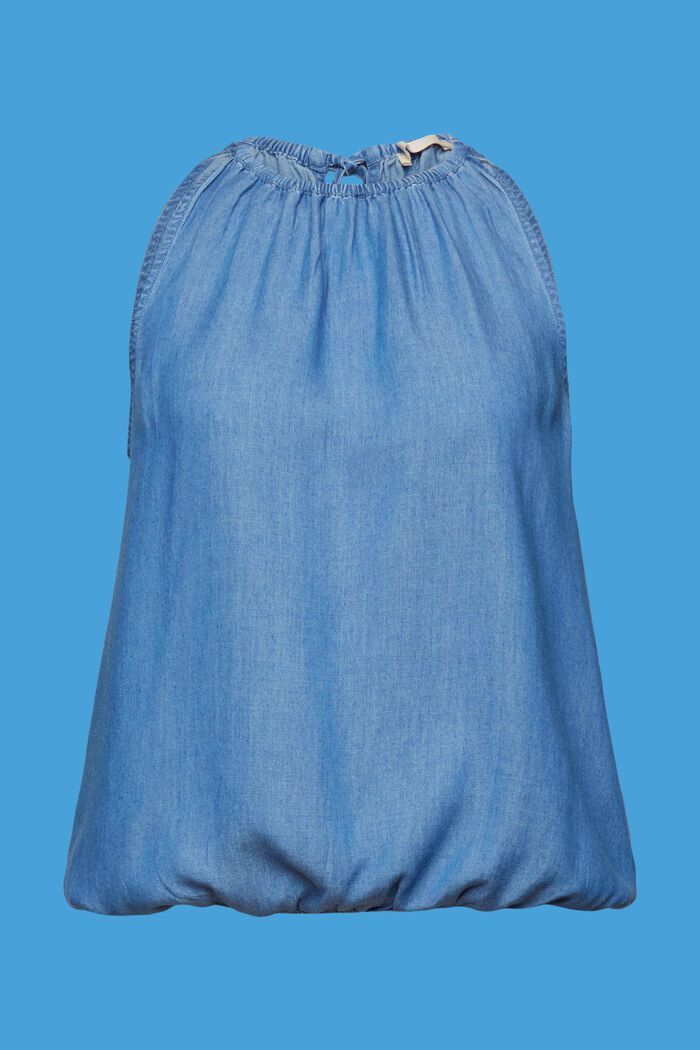 Blusa senza maniche simil denim, TENCEL™, BLUE MEDIUM WASHED, detail image number 6