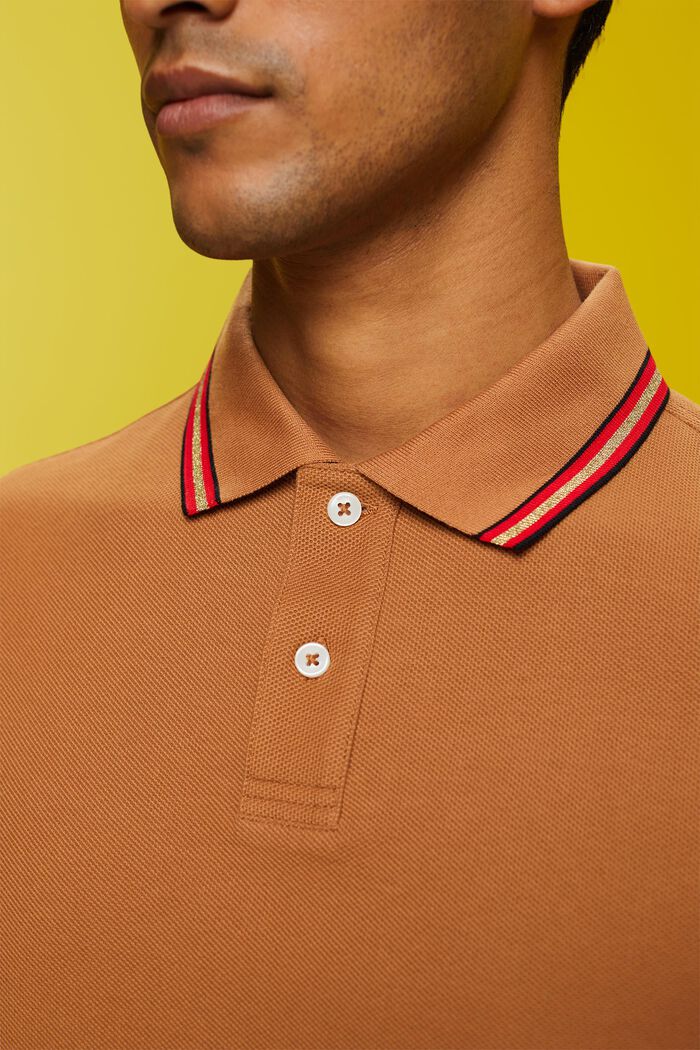 Polo in piqué con glitter, 100% cotone, CAMEL, detail image number 2