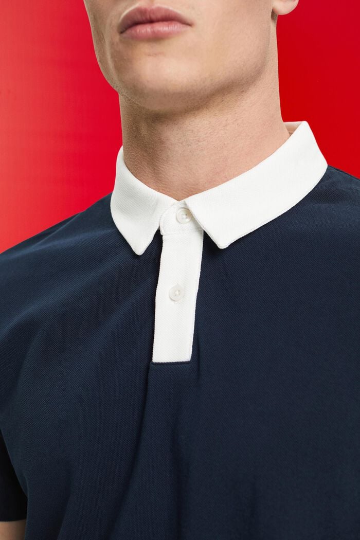 Polo in cotone piqué, NAVY, detail image number 2