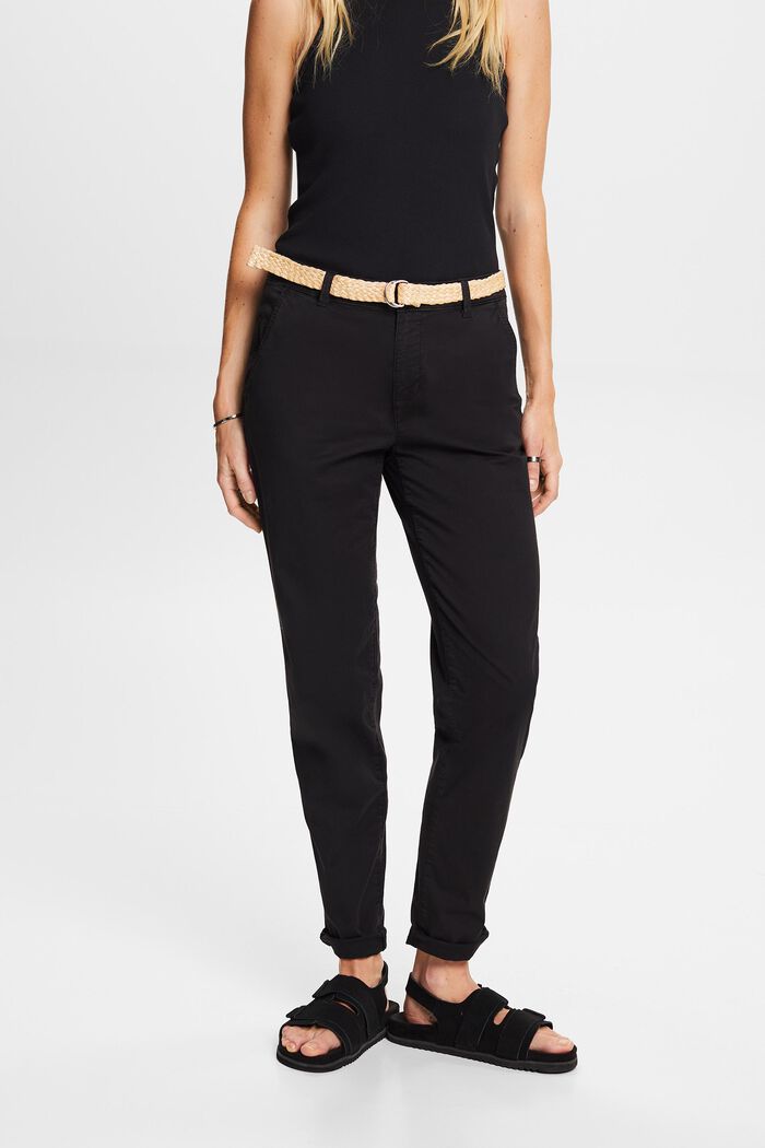 Pantaloni chino con cintura, BLACK, detail image number 0