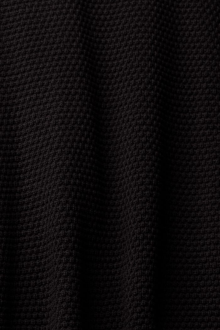 Pullover strutturato con collo a lupetto, misto cotone, BLACK, detail image number 1