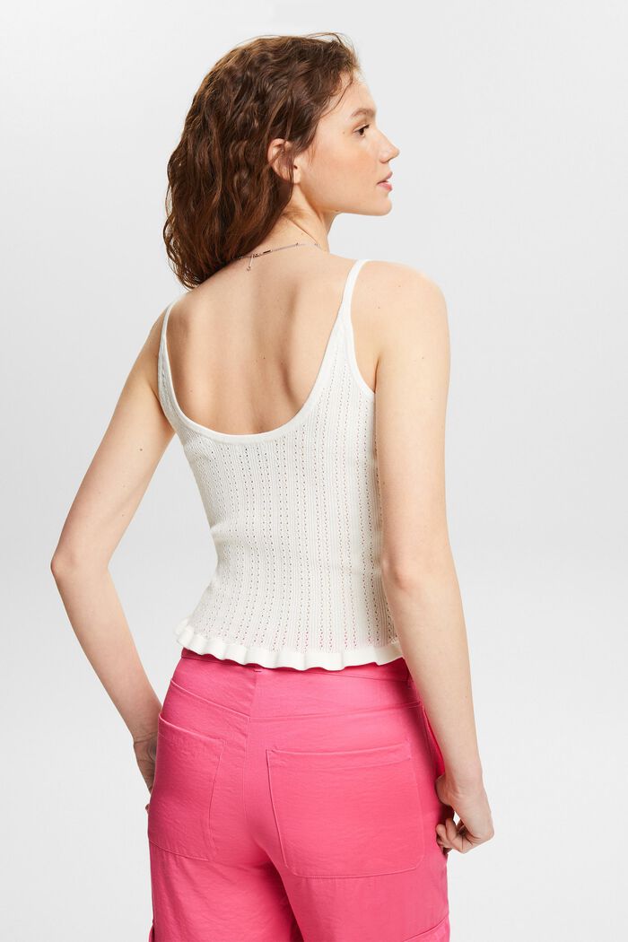 Canotta in maglia pointelle, OFF WHITE, detail image number 2