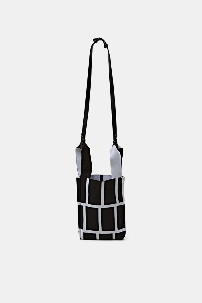Tote bag con motivo a quadri, BLACK, detail image number 0