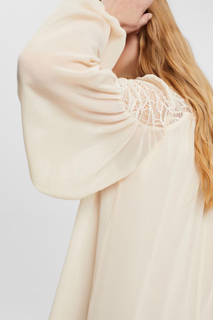 Blusa in chiffon con pizzo, DUSTY NUDE, detail image number 2