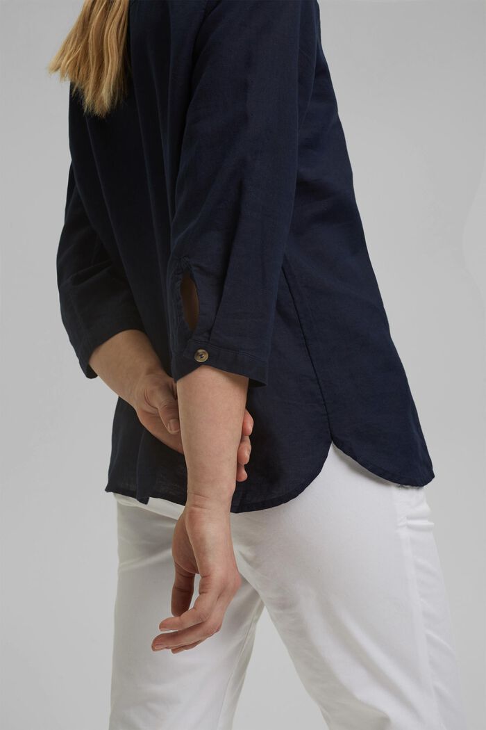 In lino: blusa con laccetti, NAVY, detail image number 2