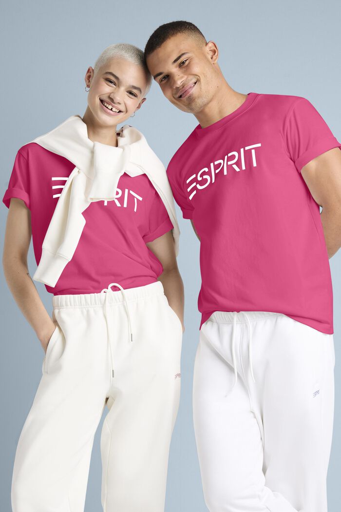 T-shirt unisex in jersey di cotone con logo, PINK FUCHSIA, detail image number 4