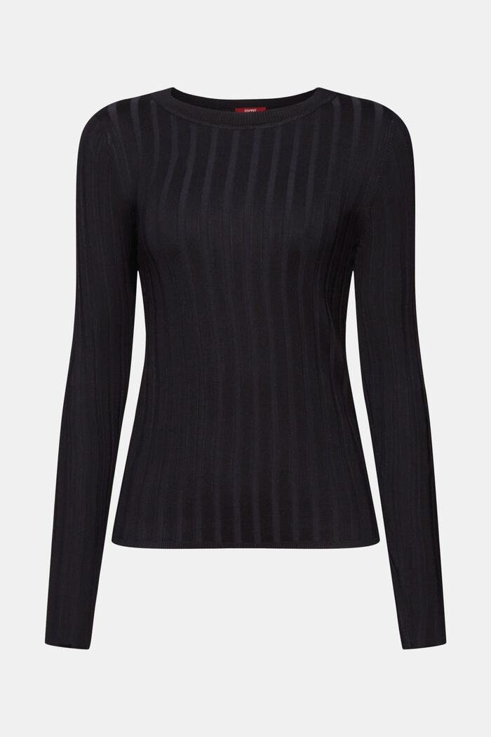 Pullover in maglia a coste, BLACK, detail image number 6