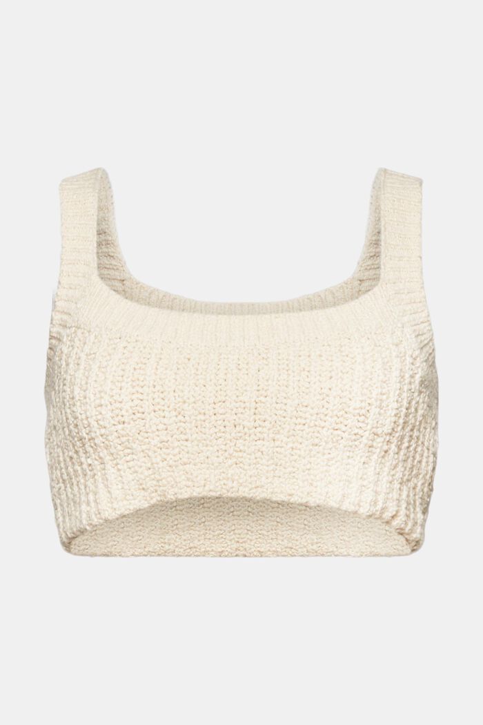 Top cropped in maglia bouclé, CREAM BEIGE, detail image number 6