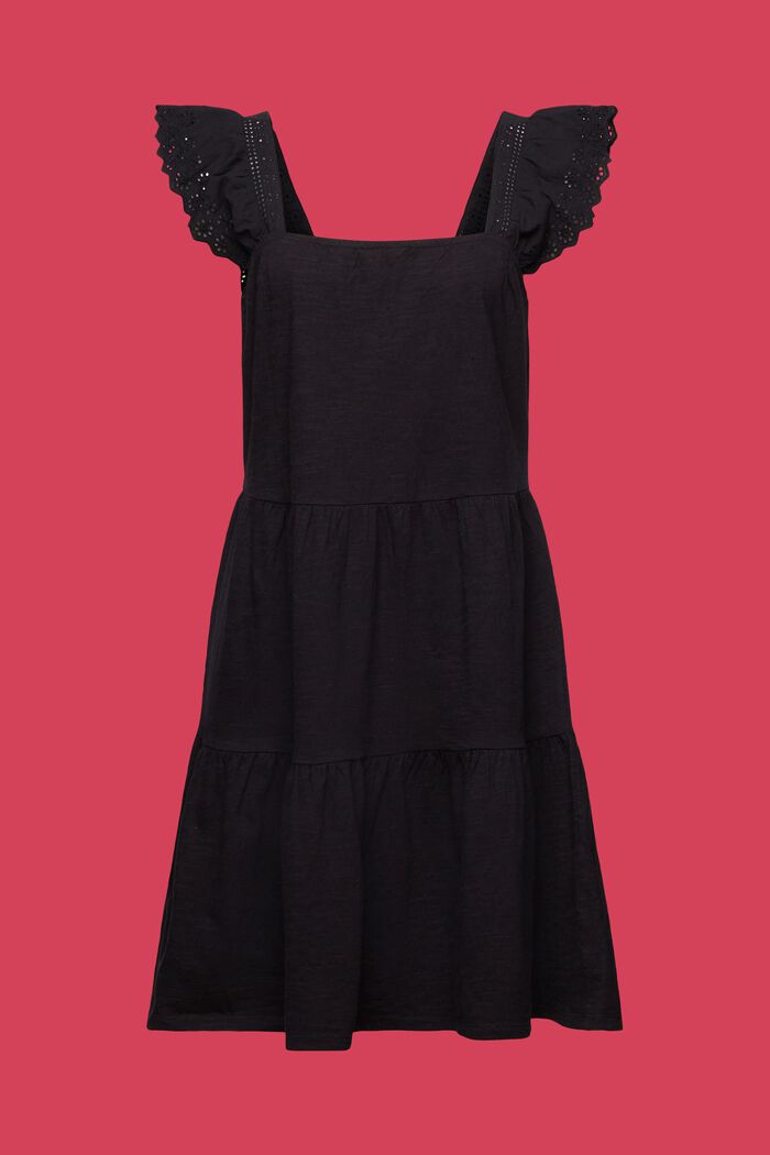 Abito in jersey con maniche in pizzo ricamate, BLACK, detail image number 6