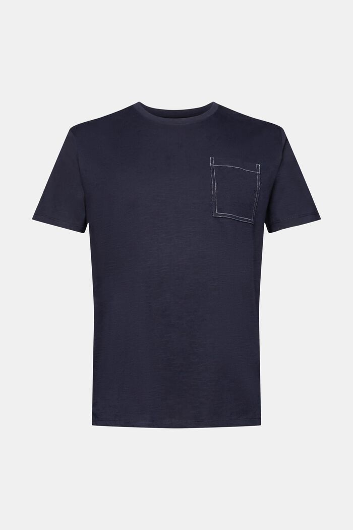 T-shirt in cotone con taschino, NAVY, detail image number 6