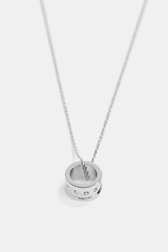 Collana con ciondolo ad anello, acciaio inossidabile, SILVER, detail image number 0