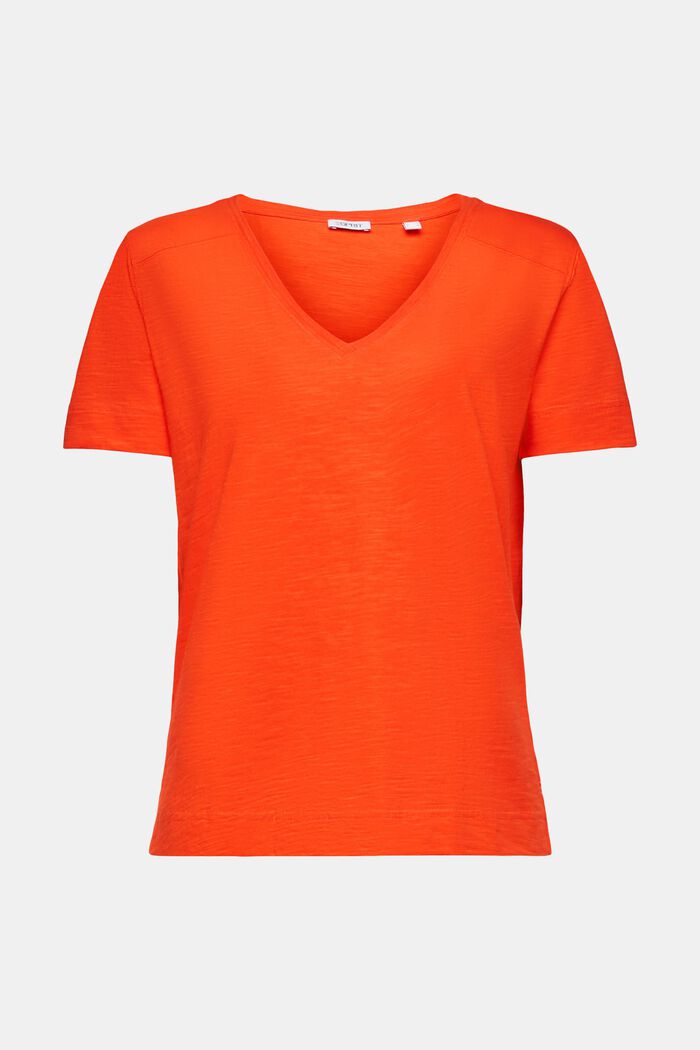 T-shirt in jersey con scollo a V, BRIGHT ORANGE, detail image number 6