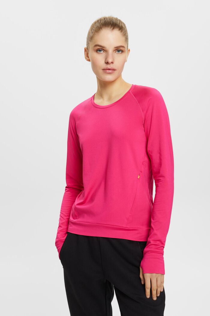 Top sportivo a maniche lunghe con E-Dry, PINK FUCHSIA, detail image number 0