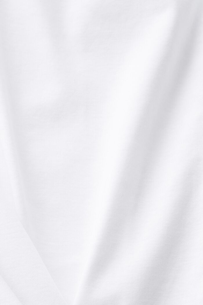 T-shirt in jersey di cotone a manica lunga, WHITE, detail image number 4