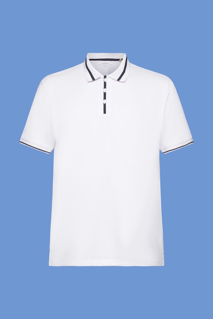 Polo in jersey in misto cotone, WHITE, detail image number 6