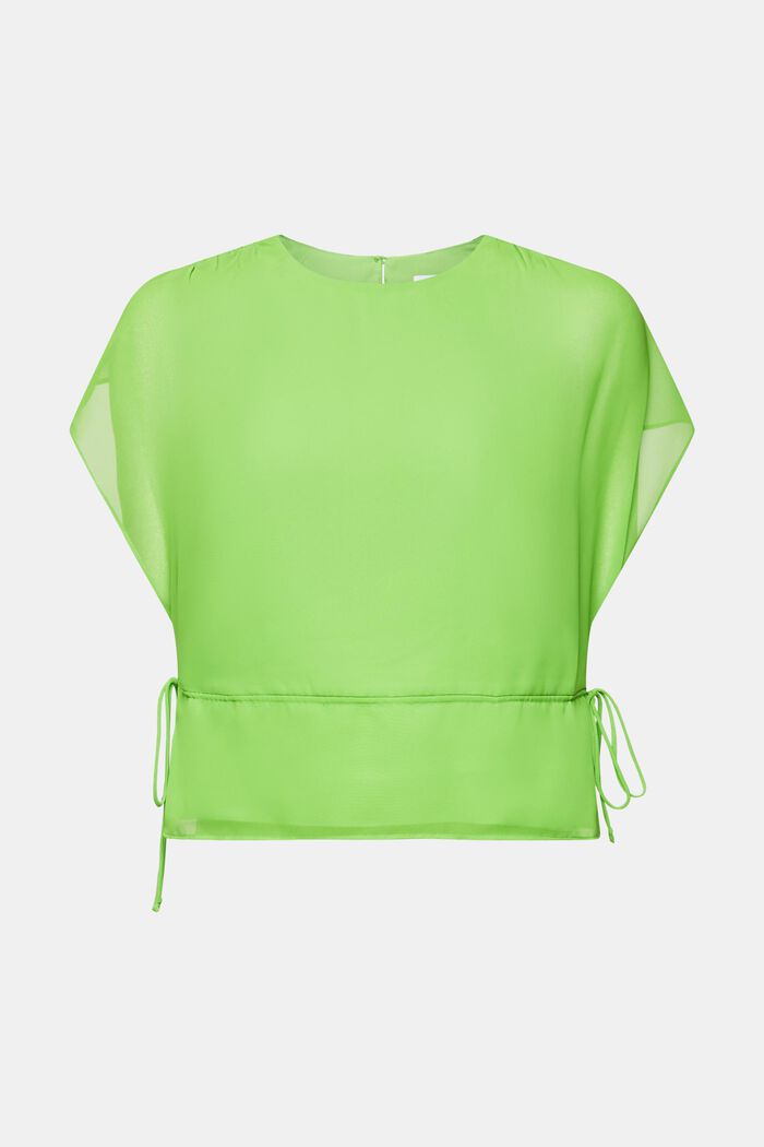 Blusa in chiffon con coulisse, CITRUS GREEN, detail image number 5