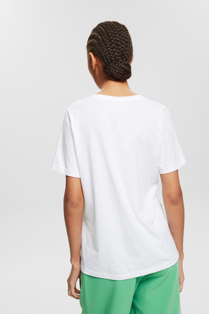 Maglia basic in 100% cotone biologico, WHITE, detail image number 3