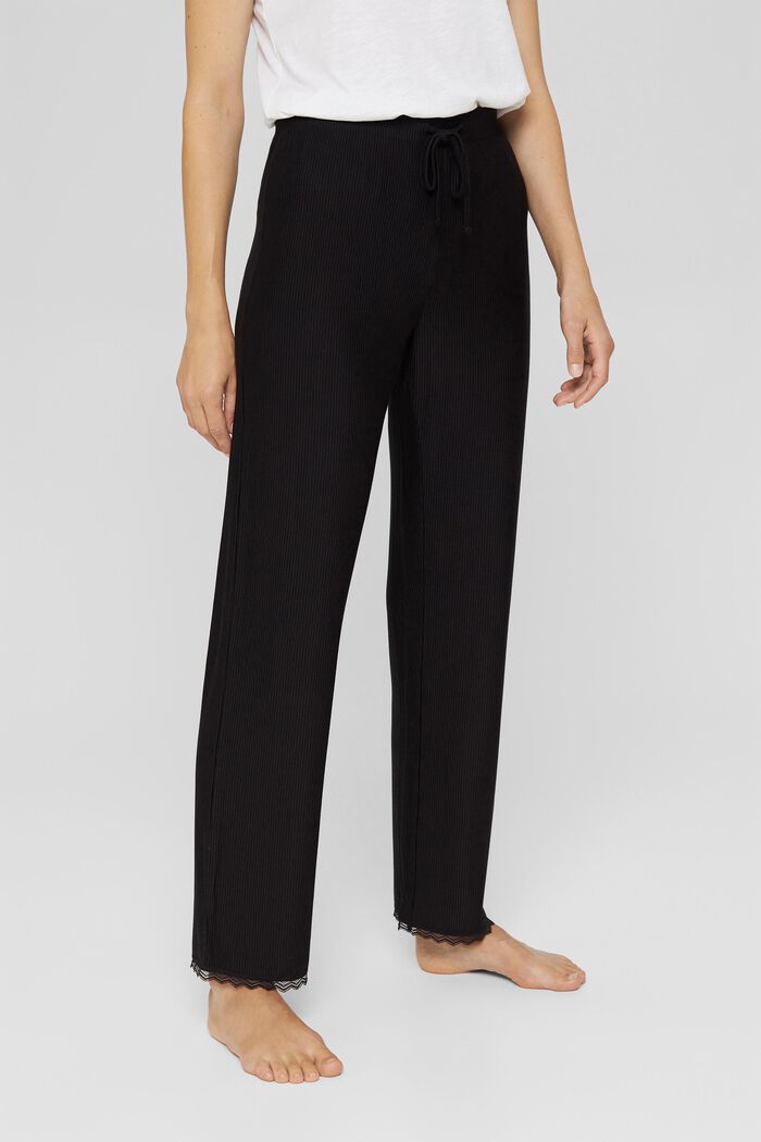 Pantaloni da pigiama con pizzo, LENZING™ ECOVERO™, BLACK, detail image number 0