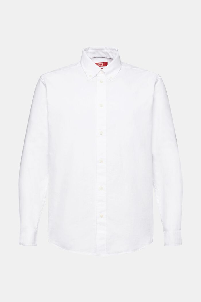 Camicia in popeline di cotone con colletto button down, WHITE, detail image number 6