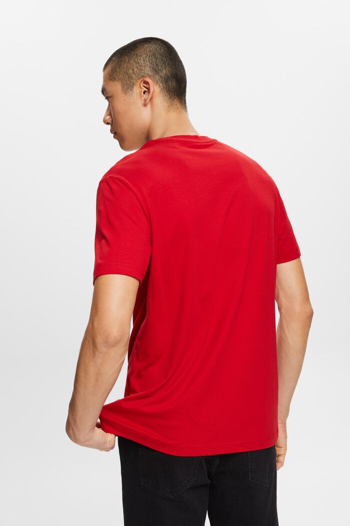 T-shirt girocollo in jersey di cotone Pima, DARK RED, detail image number 3