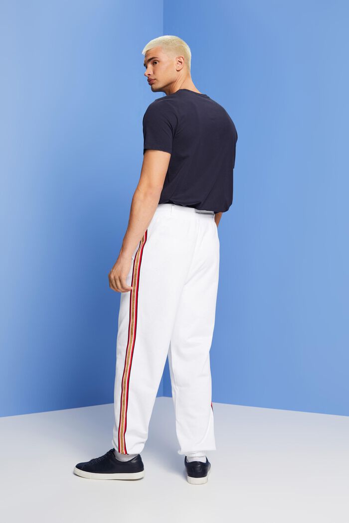 Pantaloni sportivi a righe in cotone, WHITE, detail image number 3