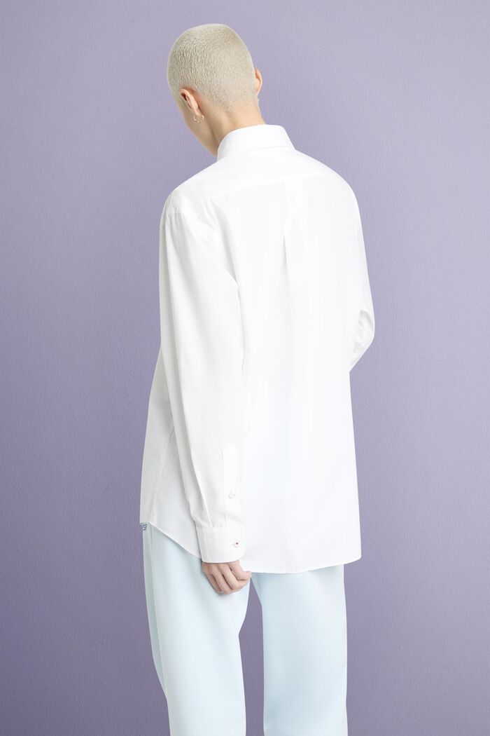 Camicia in popeline di cotone, WHITE, detail image number 1
