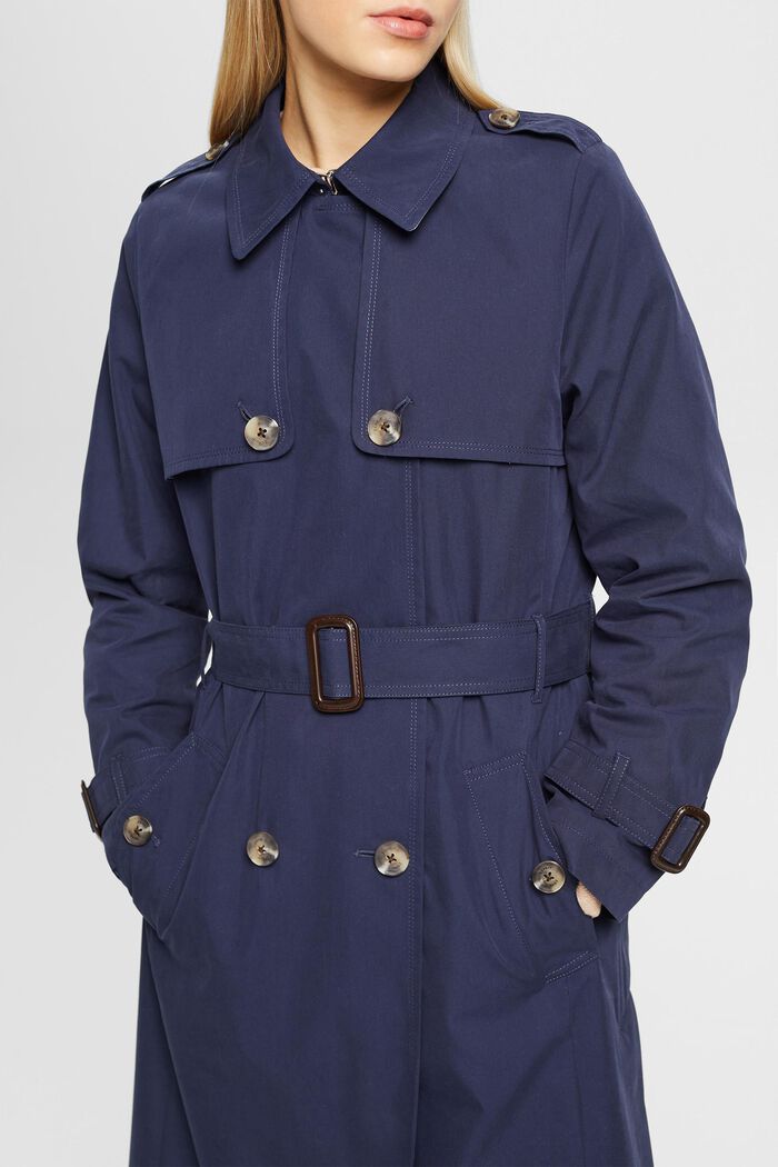 Trench a doppiopetto con cintura, NAVY, detail image number 2