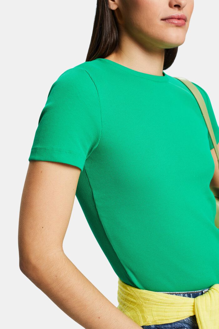 T-shirt girocollo in jersey di cotone, GREEN, detail image number 3