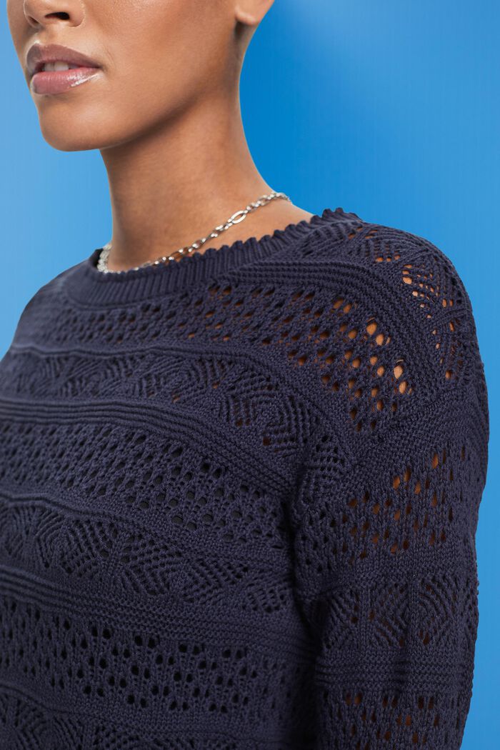 Pullover in cotone sostenibile strutturato, NEW NAVY, detail image number 2