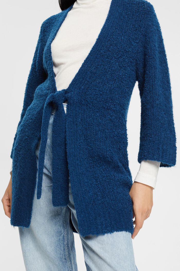 Cardigan in misto lana da annodare, PETROL BLUE, detail image number 0