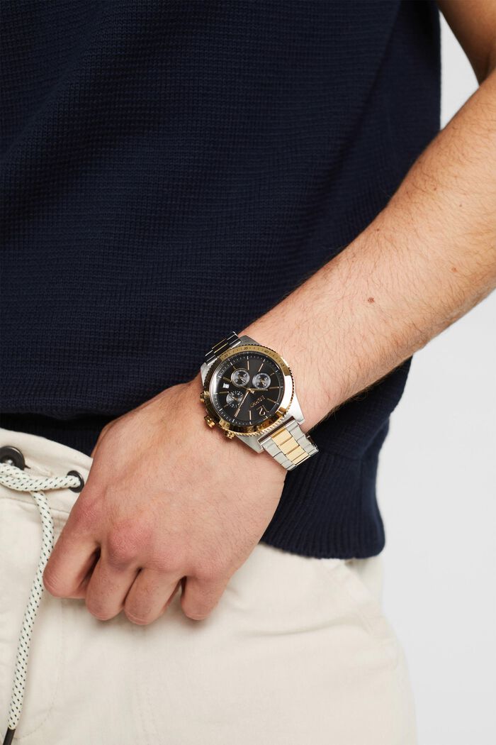 Cronografo in acciaio inox con cinturino a maglia, GOLD BICOLOUR, detail image number 2