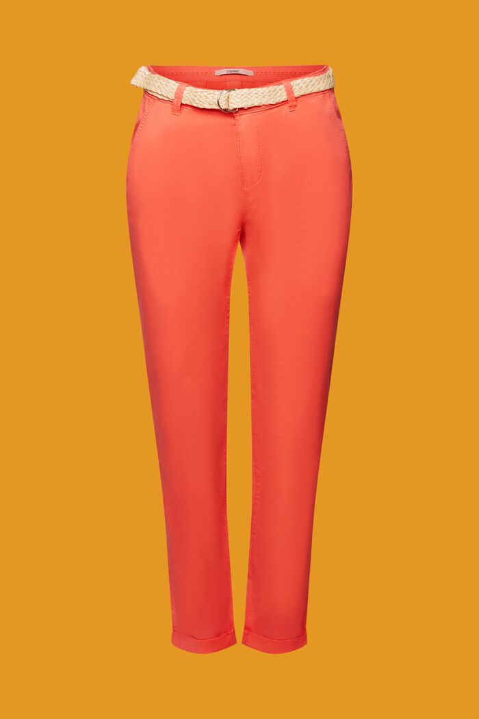 Pantaloni chino stretch leggeri con cintura, CORAL ORANGE, detail image number 5
