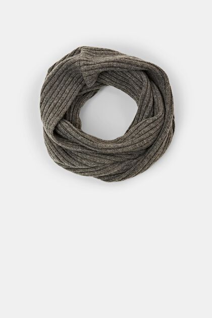 Sciarpa ad anello in maglia a coste, misto lana