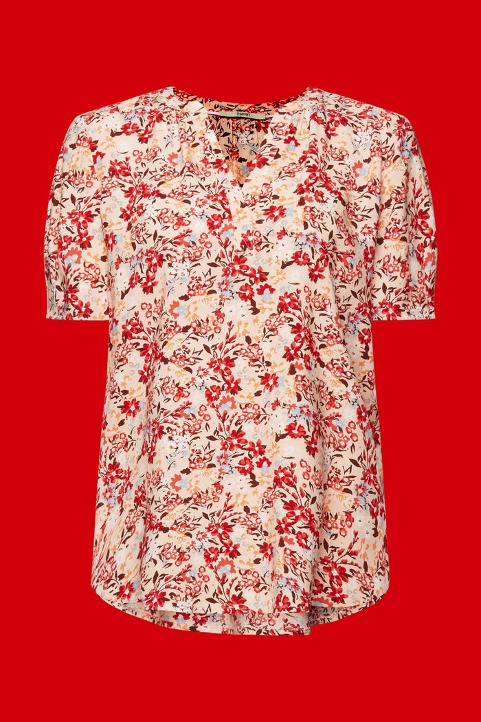 Blusa floreale con spacco sullo scollo, LIGHT PINK, detail image number 6