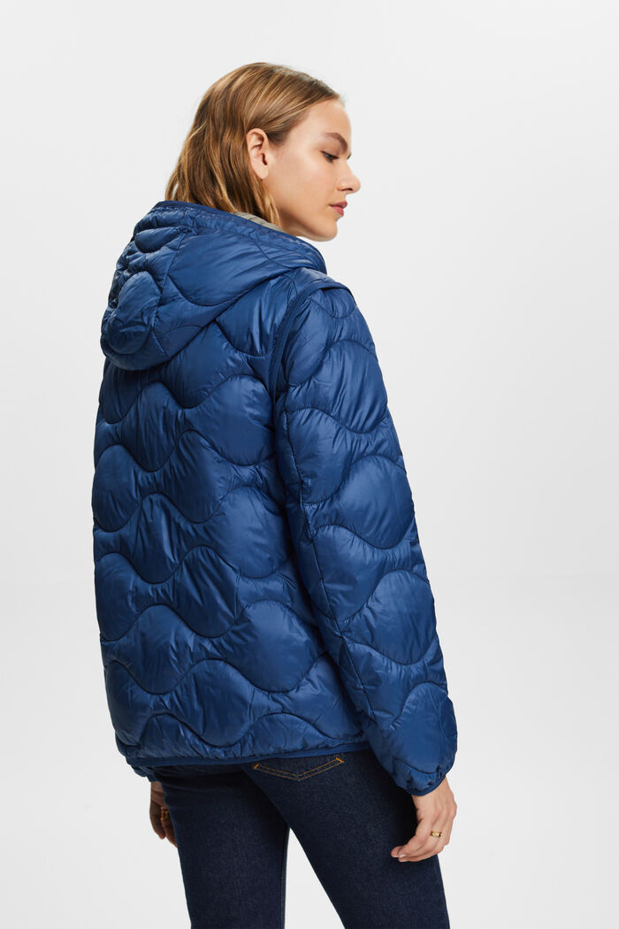 Riciclato: giacca trapuntata trasformabile con cappuccio, GREY BLUE, detail image number 3