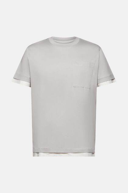 T-shirt girocollo dall’effetto a strati, 100% cotone