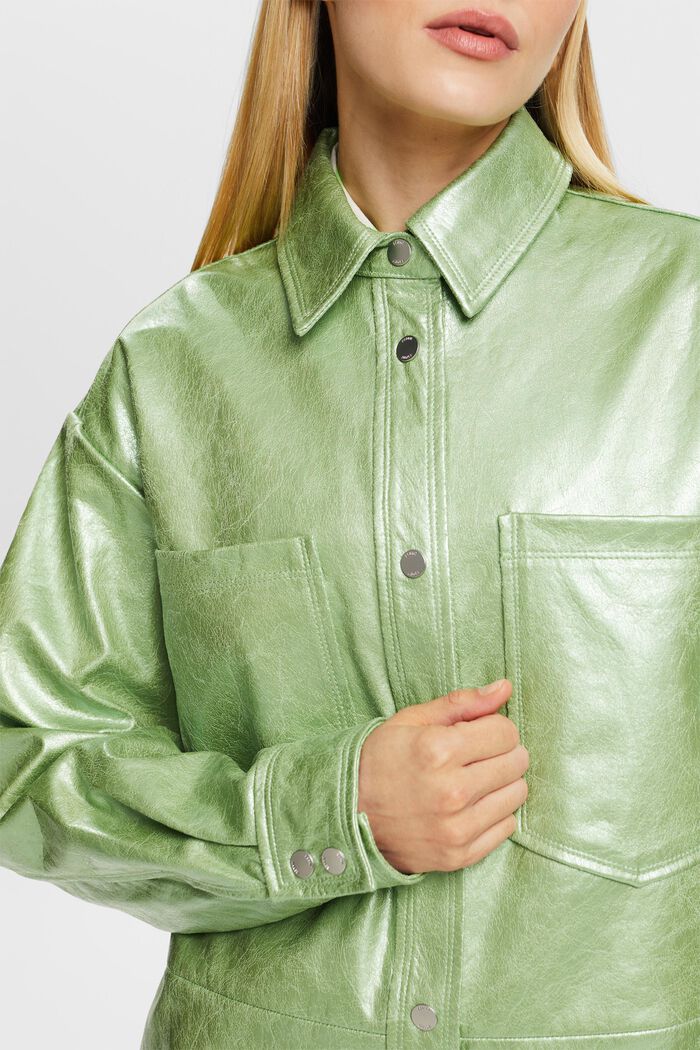 Camicia in similpelle metallizzata, LIGHT AQUA GREEN, detail image number 3